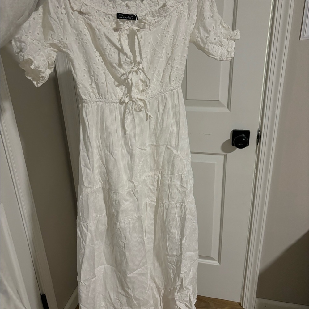 Simplee Apparel White Eyelet Maxi Dress